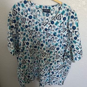 Holiday Snowman Scrub Top (N W/O T)